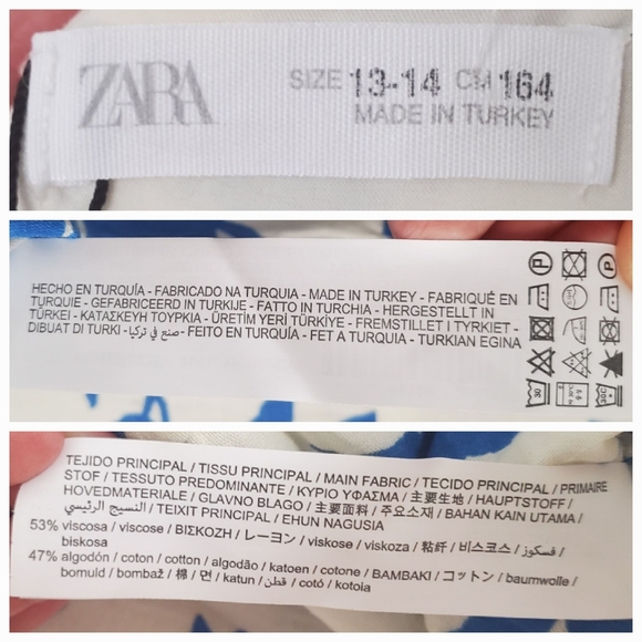 BNWT Zara Girls Floral Flowy Blue & White Dress Size 13 / 14 Spring Summer - Picture 9 of 12